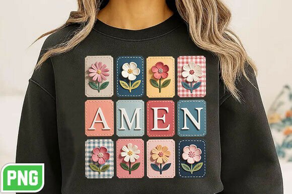 Christian Preppy Easter Amen Png for T-Shirt Designs