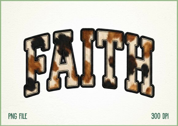 Faith Faux Cow Print Western Christian T-Shirt Design