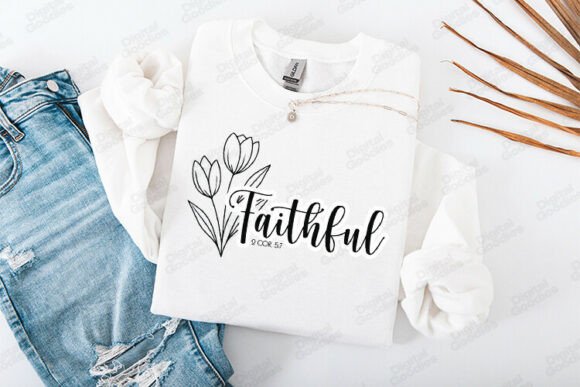 Faithful Floral Christian Typography for T-Shirt Designs