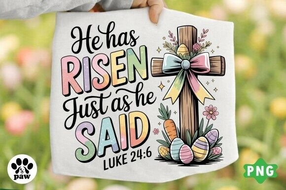 He Has Risen PNG: Christian Easter PNG for T-Shirt Designs