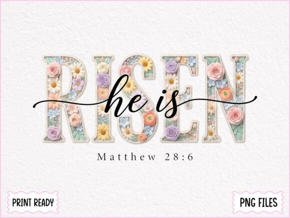 He is Risen Matthew 28:6 Christian PNG T-Shirt Designs