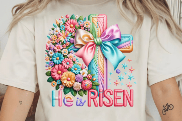He is Risev PNG: Easter Christian T-Shirt Designs