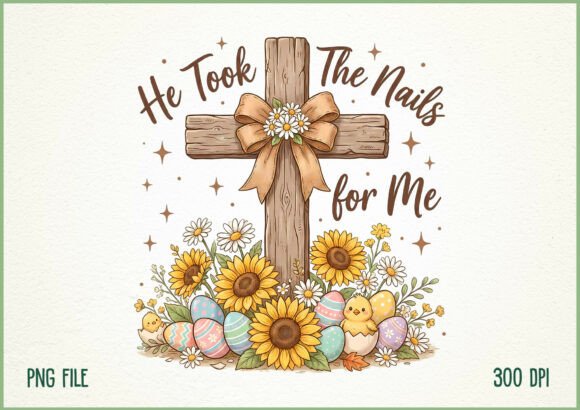 He Took the Nails for Me Christian PNG for T-Shirt Designs