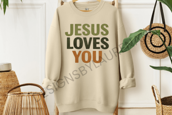 Jesus Loves You Nature Colors Graphic for T-Shirt Designs